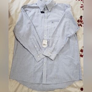 NWT Men's Stafford Blue Bar Stripe Dress Shirt Size 16.5, 32-33 Brand New